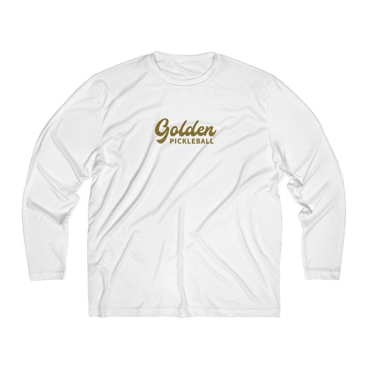 Golden Logo Men's Long Sleeve Moisture Absorbing Tee - Golden Pickleball Paddles