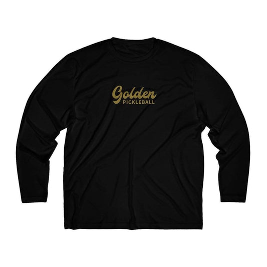 Golden Logo Men's Long Sleeve Moisture Absorbing Tee - Golden Pickleball Paddles