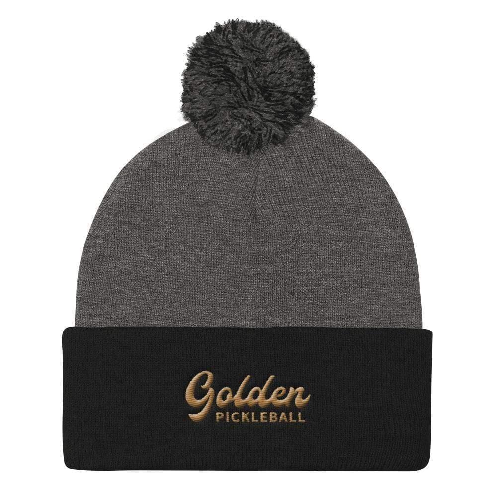 Golden Logo Pom Pom Knit Cap - Golden Pickleball Paddles