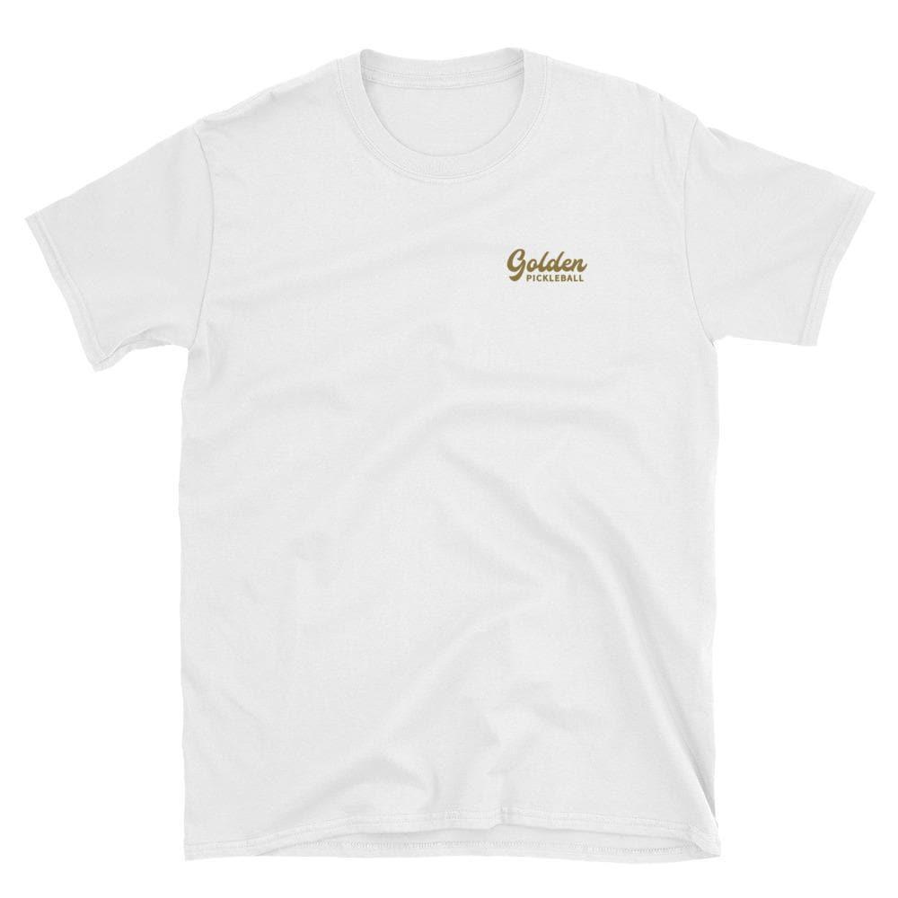 Golden Logo Short-Sleeve Unisex T-Shirt - Golden Pickleball Paddles